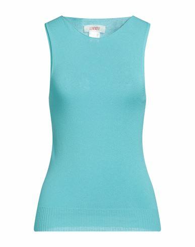 Kontatto Woman Top Turquoise Viscose, PBT - Polybutylene terephthalate Cover