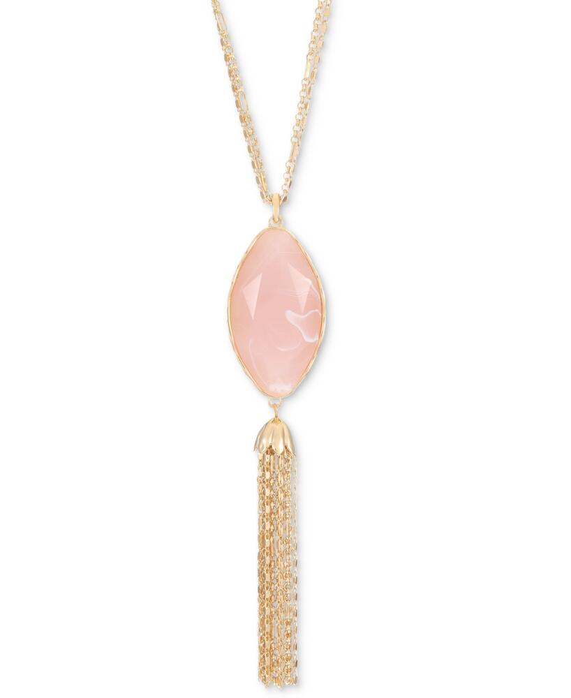 Style & Co Stone & Chain Tassel Long Lariat Necklace, 32" + 3" extender, Created for Macy's - Dusty Pink Cover