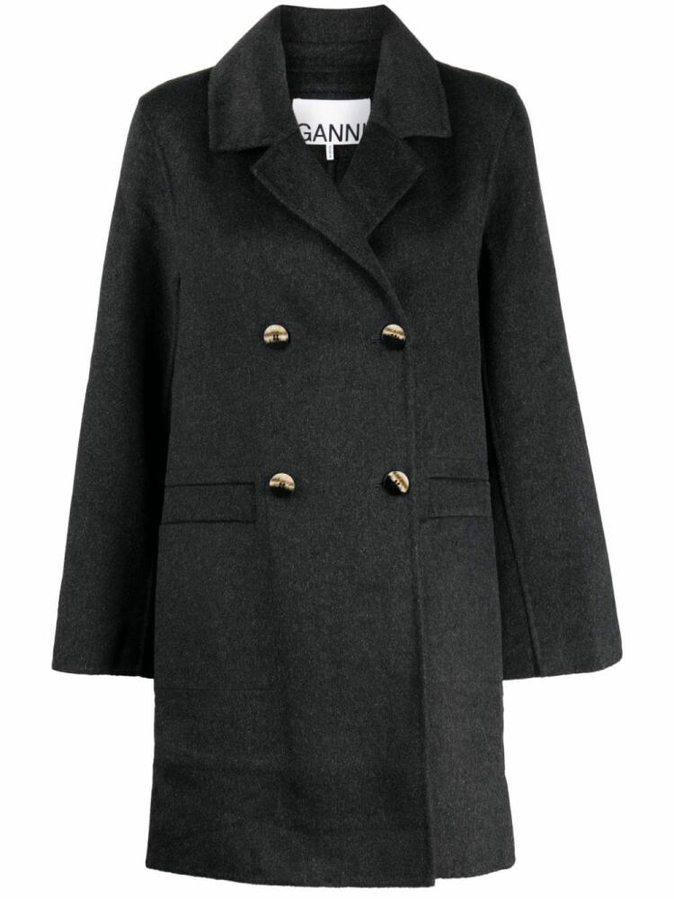 GANNI notched-lapels double-breasted coat - Grey Cover