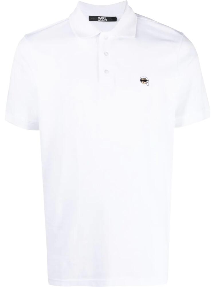 Karl Lagerfeld Ikon embroidered polo shirt - White Cover