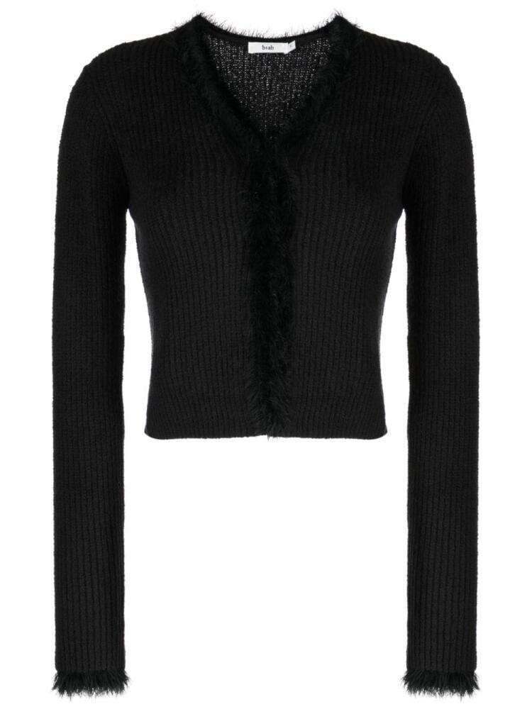 b+ab V-neck feather-detailing cardigan - Black Cover