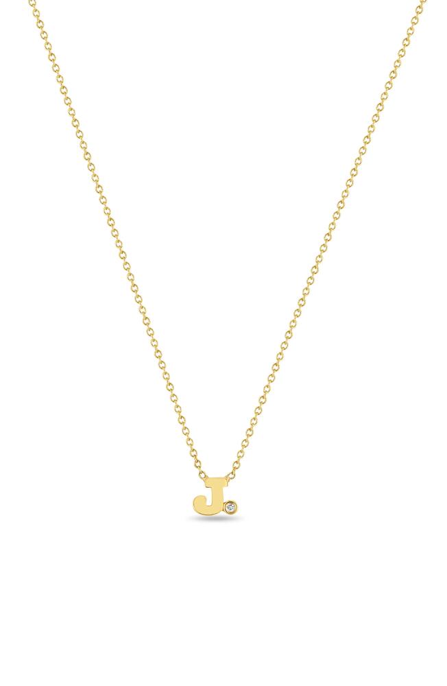 Zoë Chicco Diamond Initial Pendant Necklace in Yellow Gold-J Cover