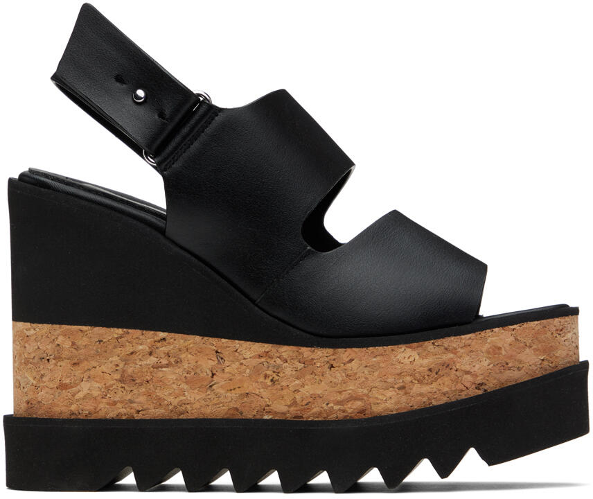 Stella McCartney Black Sneak-Elyse Wedge Sandals Cover