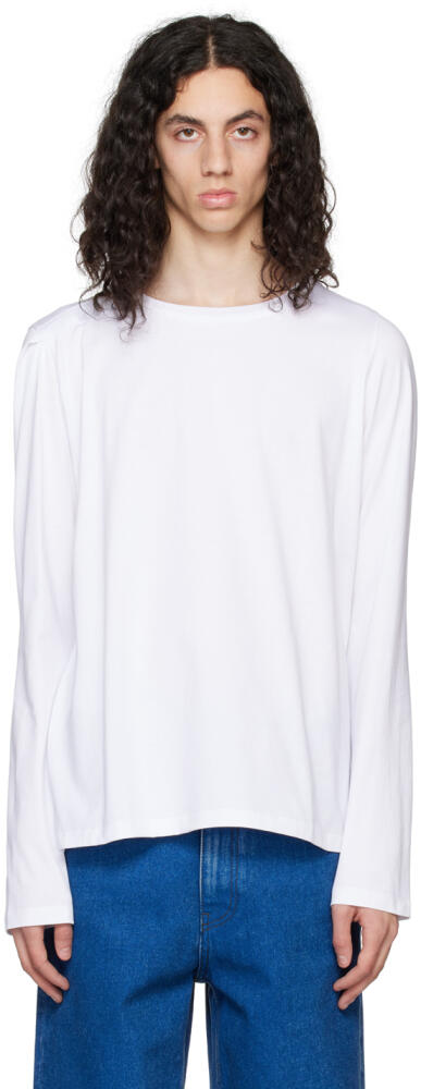 Marina Yee White Deconstructed Long Sleeve T-Shirt Cover