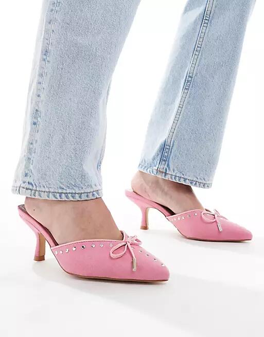 RAID Mimi kitten heel mules in pink Cover