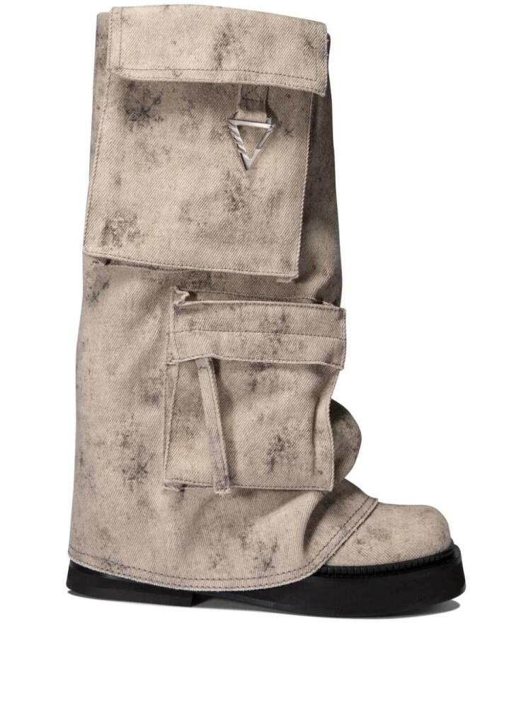 The Attico Robin canvas mid-calf boots - Neutrals Cover