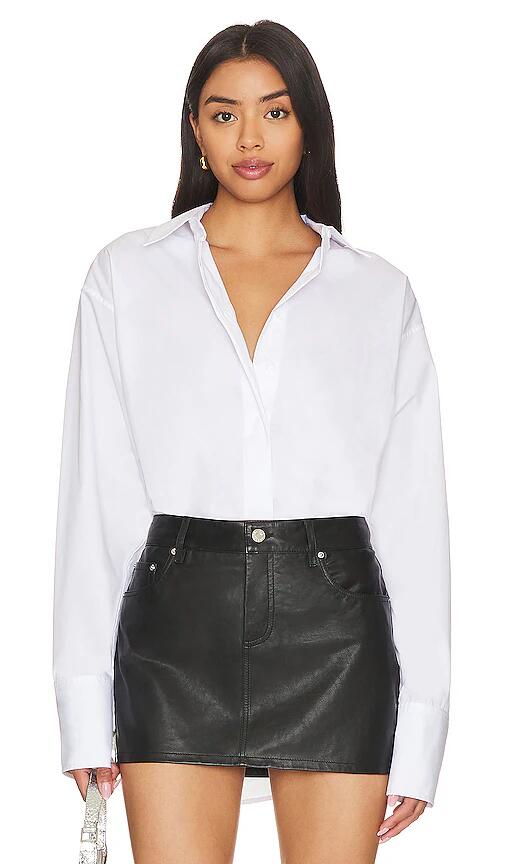 Good American Oversized Poplin Shirt in White Cover