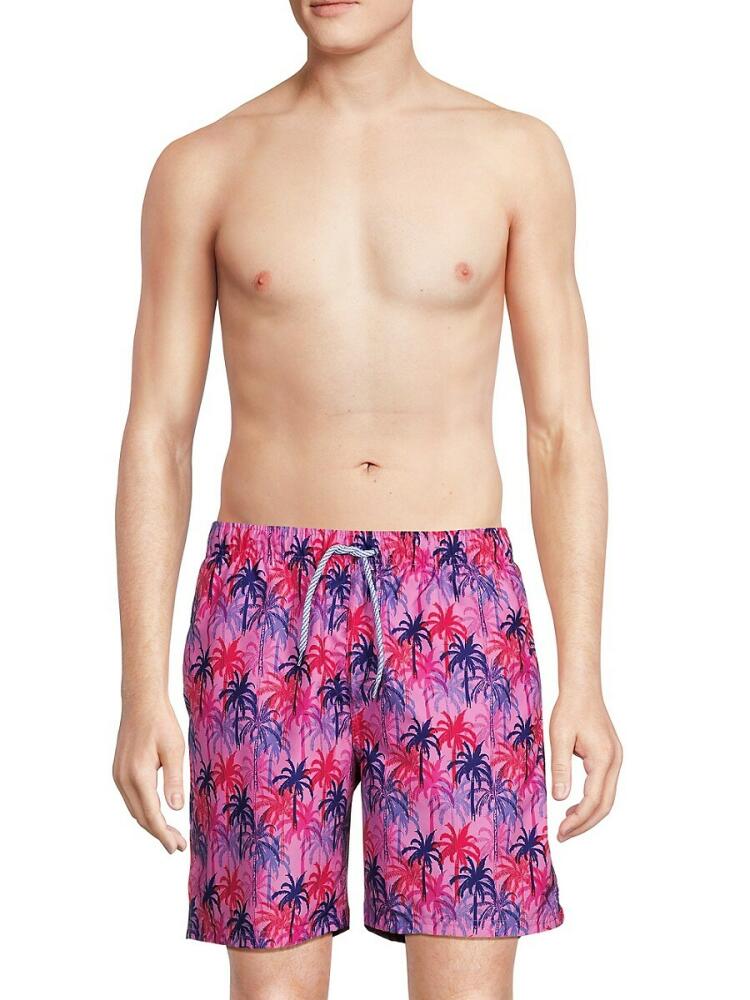 TailorByrd Men's Palm Tree Swim Shorts - Pink Cover