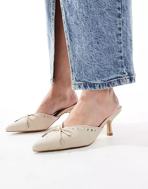 RAID Mimi kitten heel mules in beige-Neutral Cover