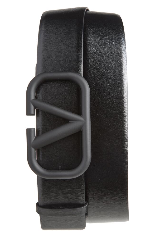 Valentino Garavani VLOGO Leather Belt in 0No - Nero/Nero Cover