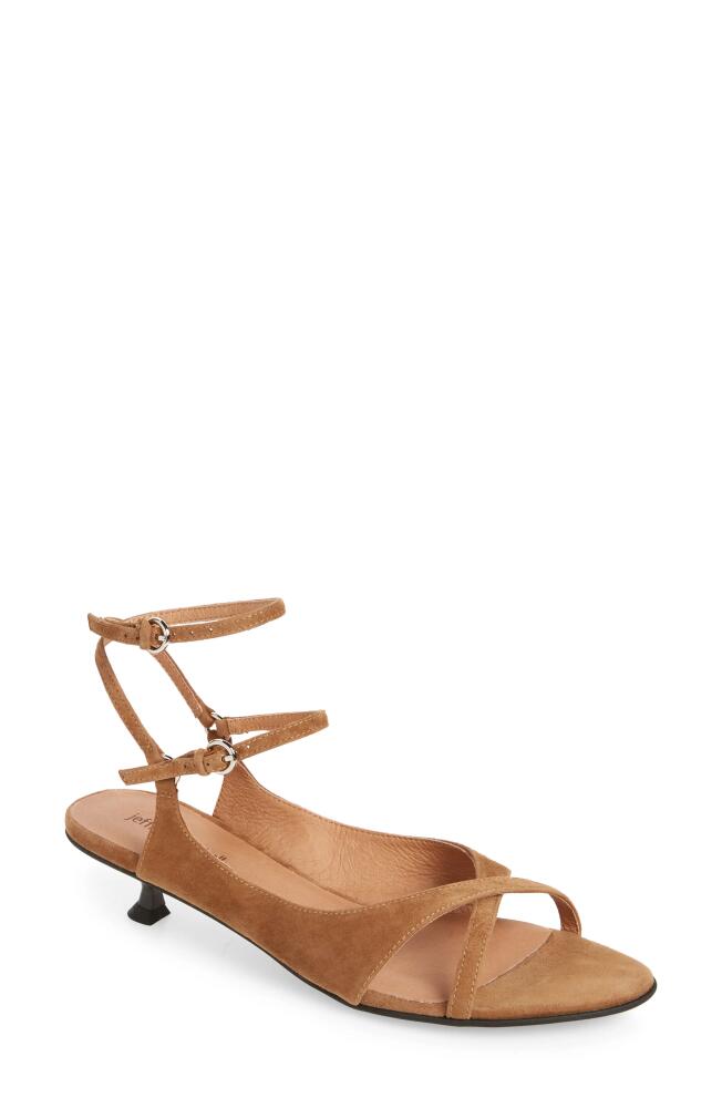 Jeffrey Campbell Mistie Strappy Kitten Heel Sandal in Dusty Tan Suede Cover