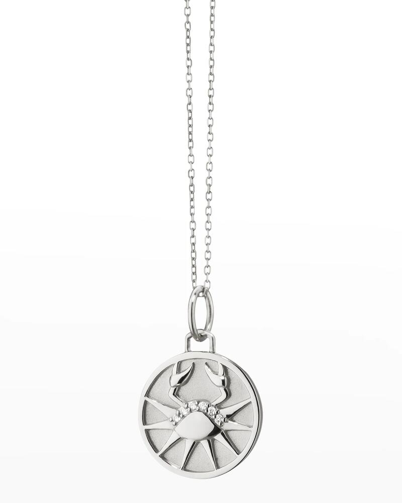 Monica Rich Kosann Sterling Silver Cancer Zodiac Charm Necklace with White Sapphires Cover