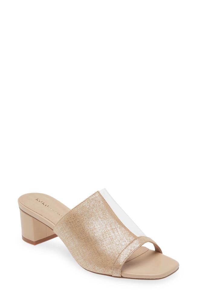 KOKO + PALENKI Lyrics Slide Sandal in Camel Metallic Cover