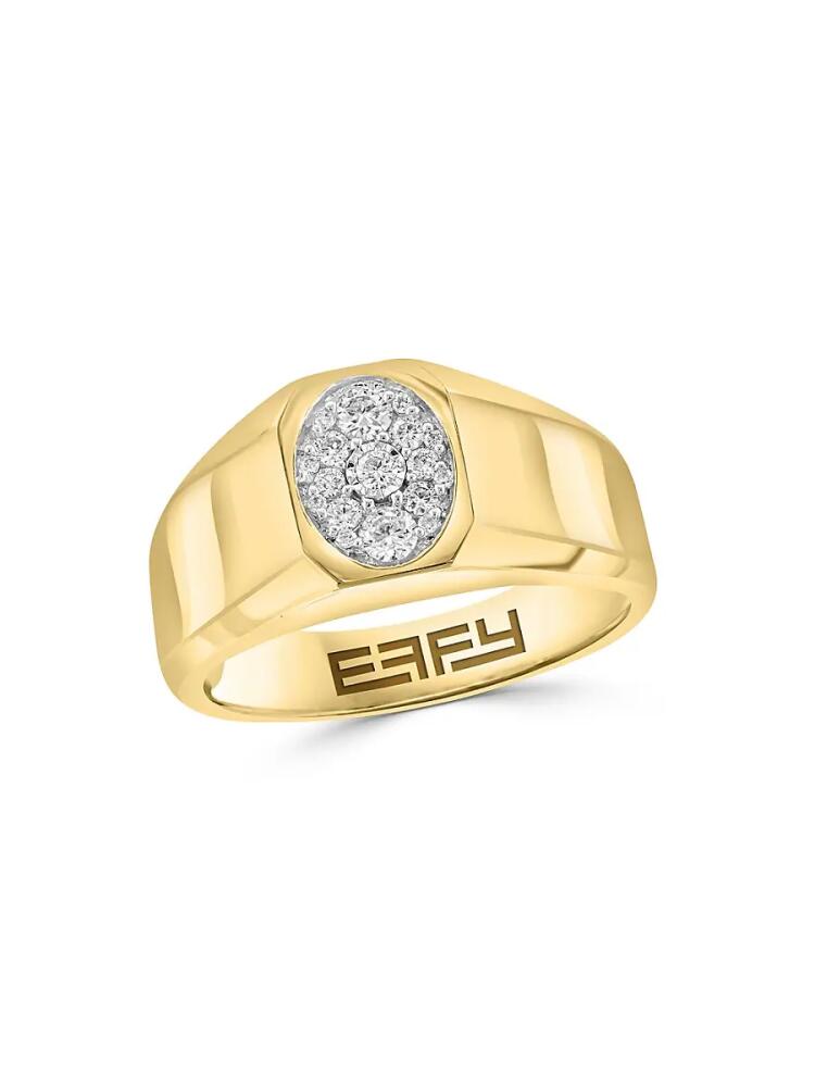 Effy Men's Two Tone 14K Gold & 0.26 TCW Diamond Signet Ring Cover