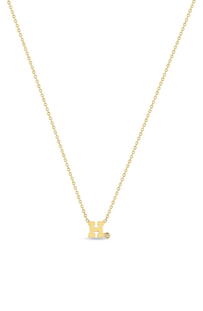 Zoë Chicco Diamond Initial Pendant Necklace in Yellow Gold-H Cover