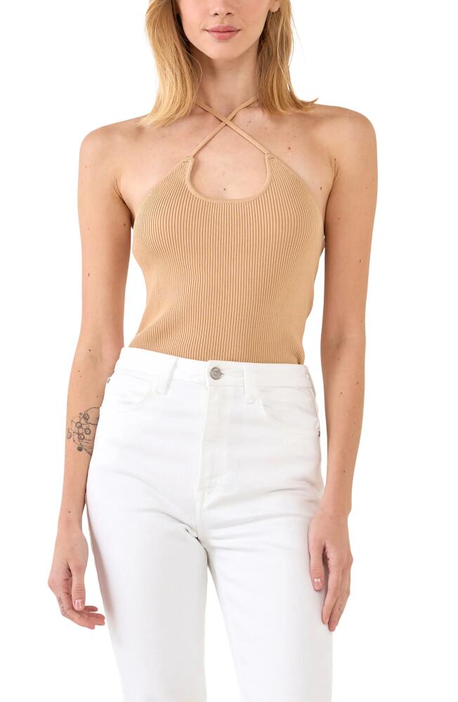 Grey Lab Crossover Rib Halter Tank in Nude Cover