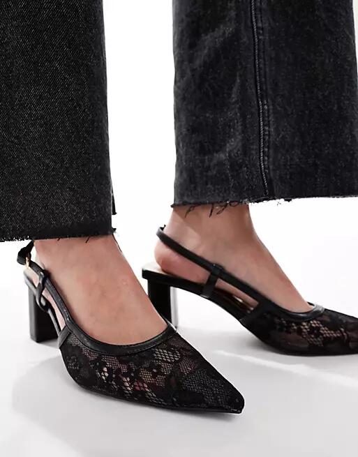 RAID Leroy slingback pumps in black lace Cover