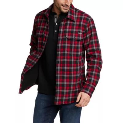 Eddie Bauer Men's Eddie's Field Flannel Fleece-Lined Shirt Jacket Cover