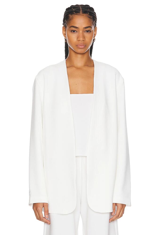 LESET Arielle Collarless Blazer in White Cover