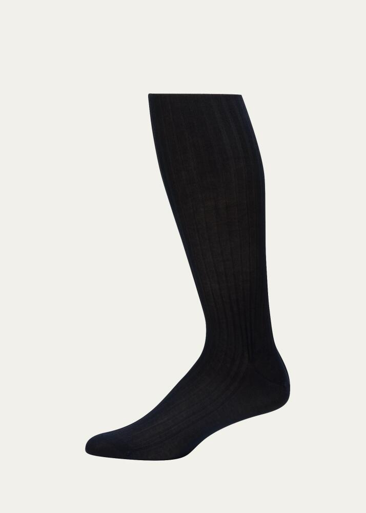 Pantherella Men's Over-the-Calf Ribbed Lisle Socks Cover