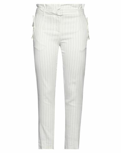 Eleventy Woman Pants White Linen, Cupro, Elastane, Polyester Cover