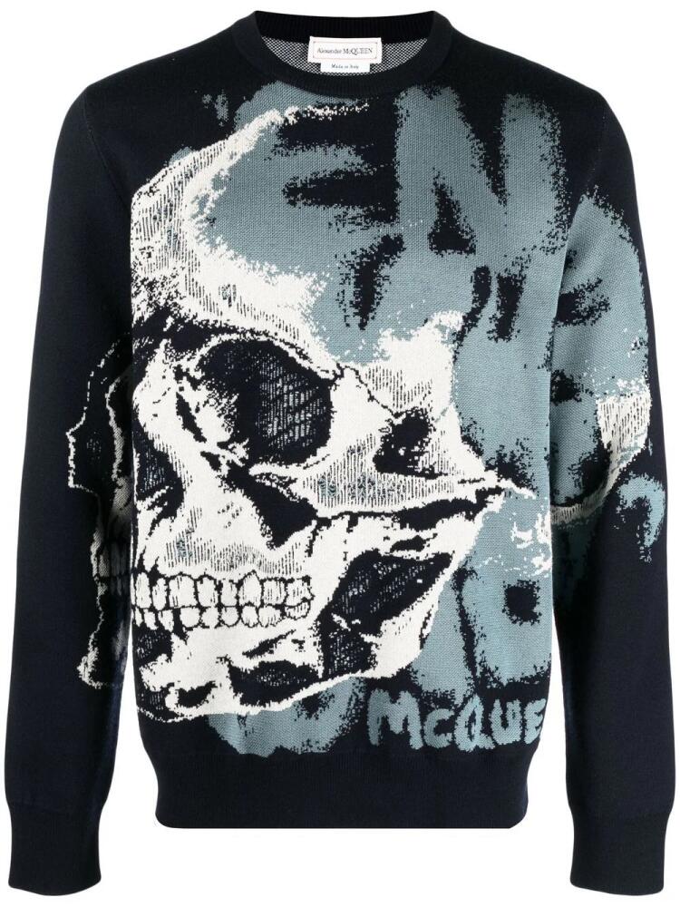 Alexander McQueen skull-motif jacquard jumper - Blue Cover