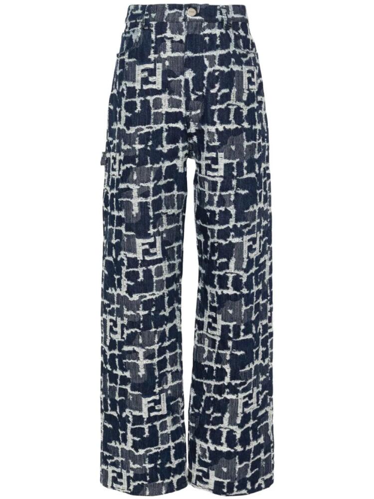 FENDI FF motif straight-leg jeans - Blue Cover