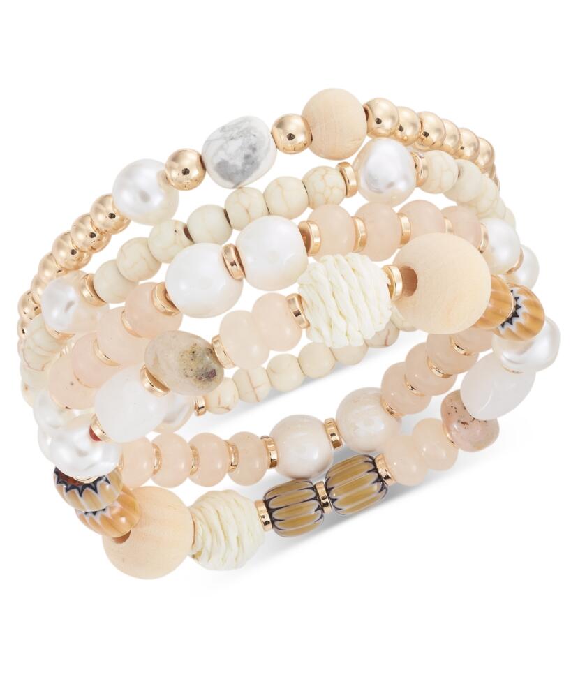 Style & Co 4-Pc. Set Mixed Bead & Stone Stretch Bracelets, Created for Macy's - Brown Cover