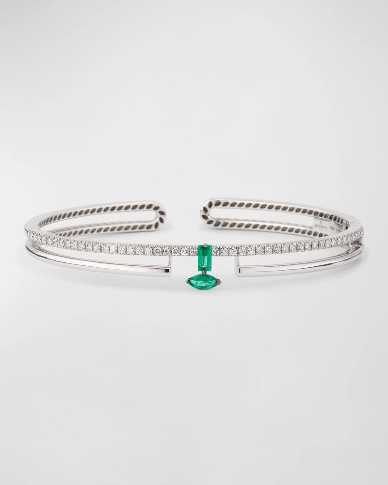 Miseno Procida 18K White Gold Diamond and Emerald Bracelet Cover