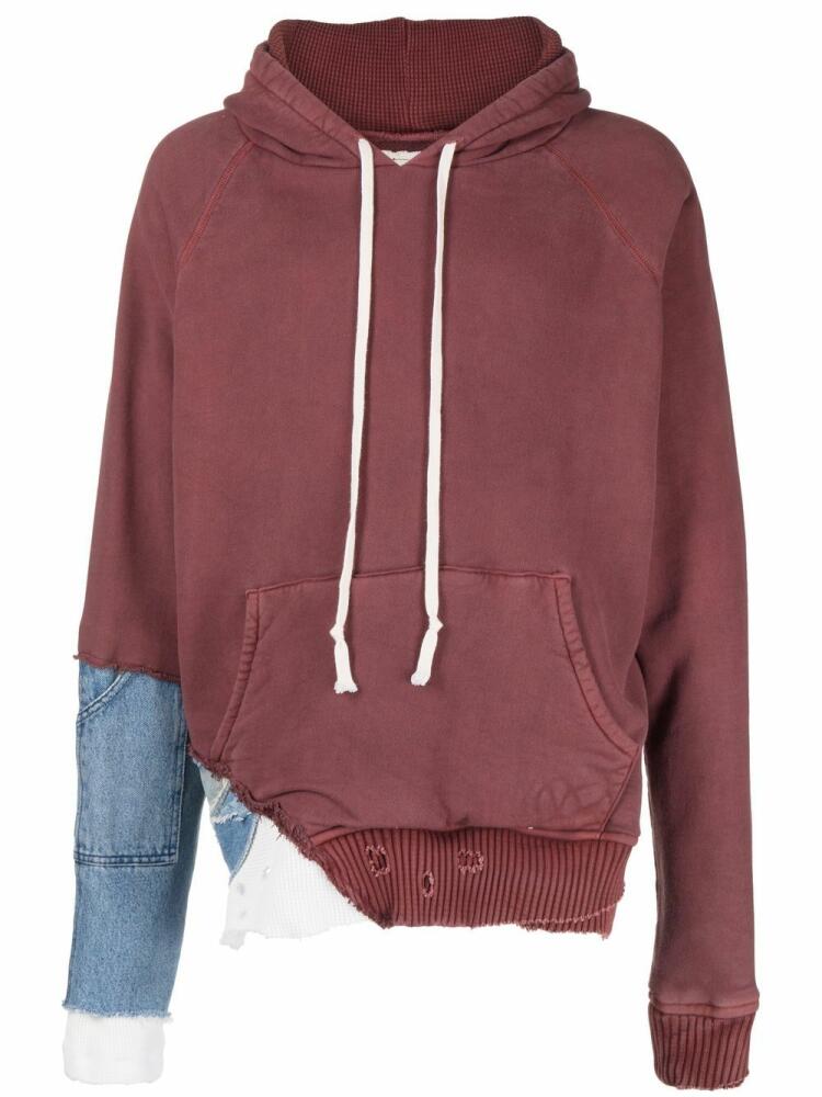 Greg Lauren patchwork distressed hoodie - Red Cover