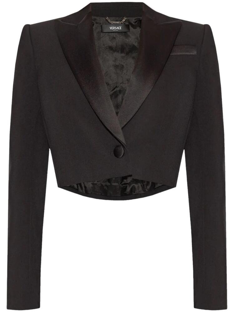 Versace logo-patch cropped blazer - Black Cover