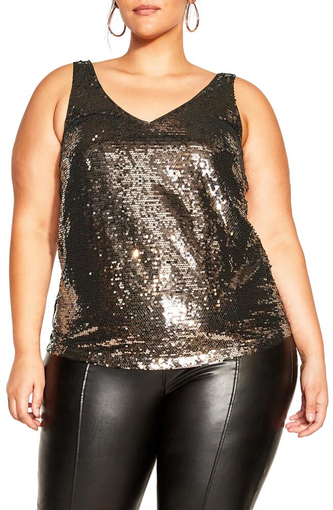 City Chic Razzle Dazzle Sequin Camisole in Metal Cover