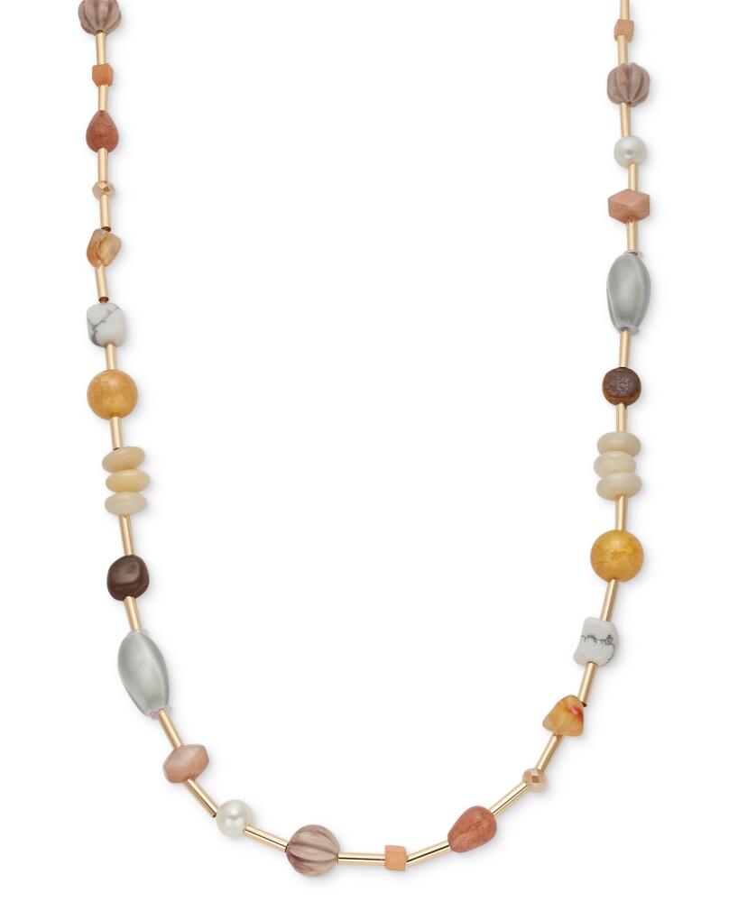 Style & Co Gold-Tone Multi Bead Station Long Necklace, 42" + 3" extender, Created for Macy's - Brown Cover