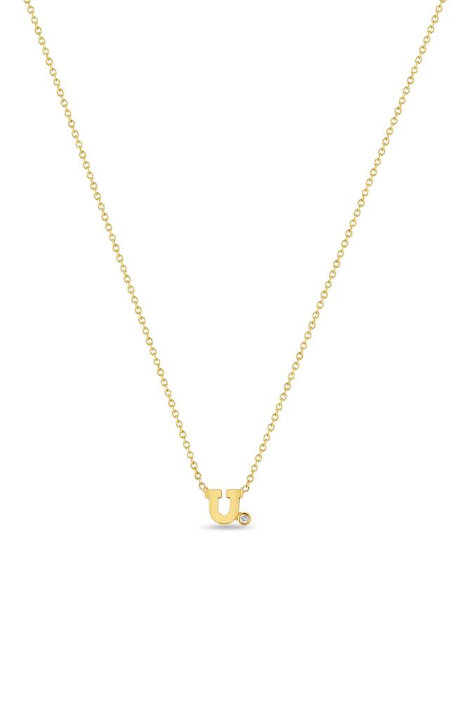 Zoë Chicco Diamond Initial Pendant Necklace in Yellow Gold-U Cover