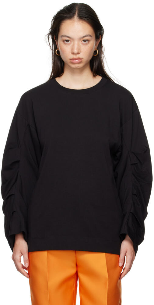 Dries Van Noten Black Pleated Sleeves T-Shirt Cover