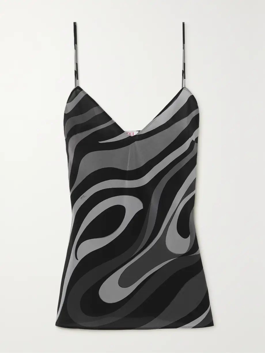 PUCCI - Printed Silk Crepe De Chine Camisole - Black Cover