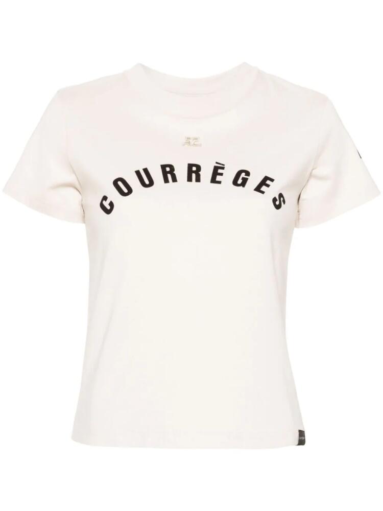 Courrèges logo-print cotton T-shirt - Neutrals Cover