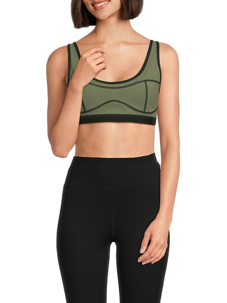 WeWoreWhat Women's Scoopneck Racerback Sports Bra - Army Green Cover