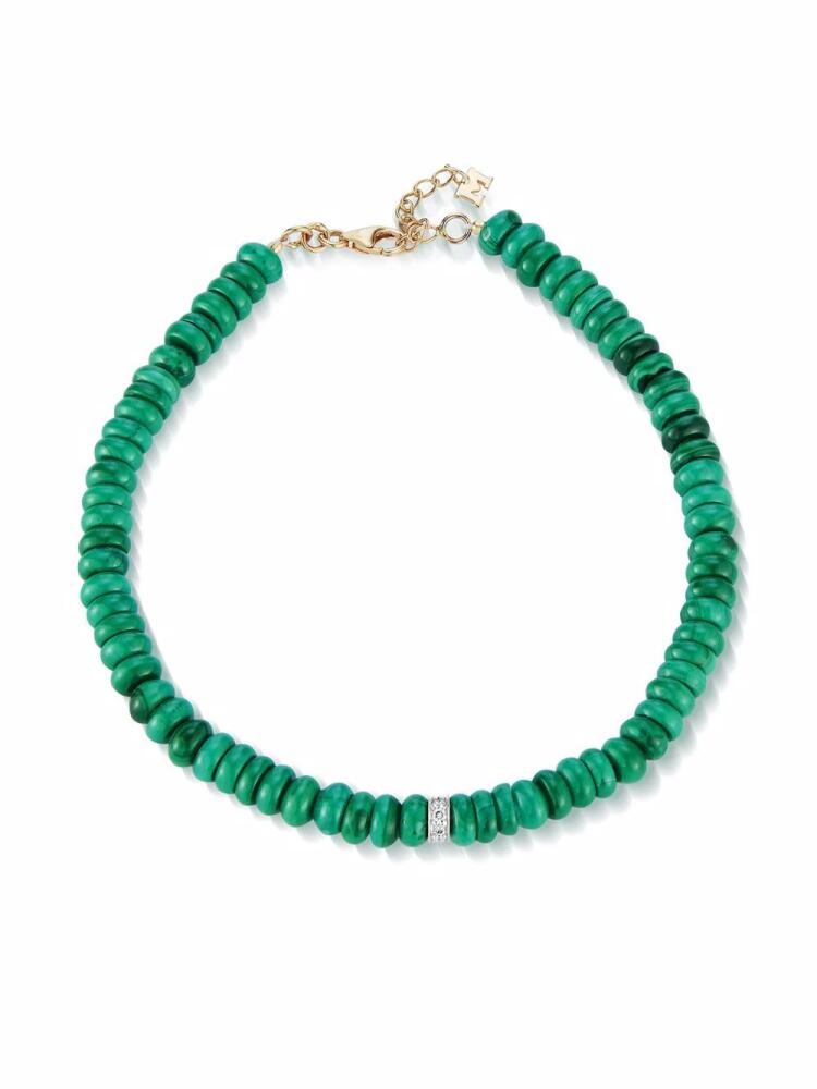 Mateo 14kt yellow gold malachite roundel and diamond station bracelet Cover