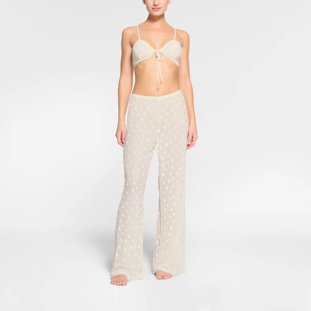 SKIMS Straight Leg Pants | White | Small | Sheer Velvet Cover