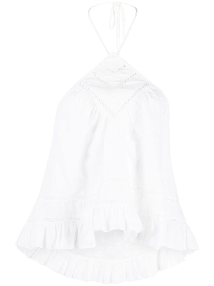 MARANT ÉTOILE ruffled-hem halterneck blouse - White Cover