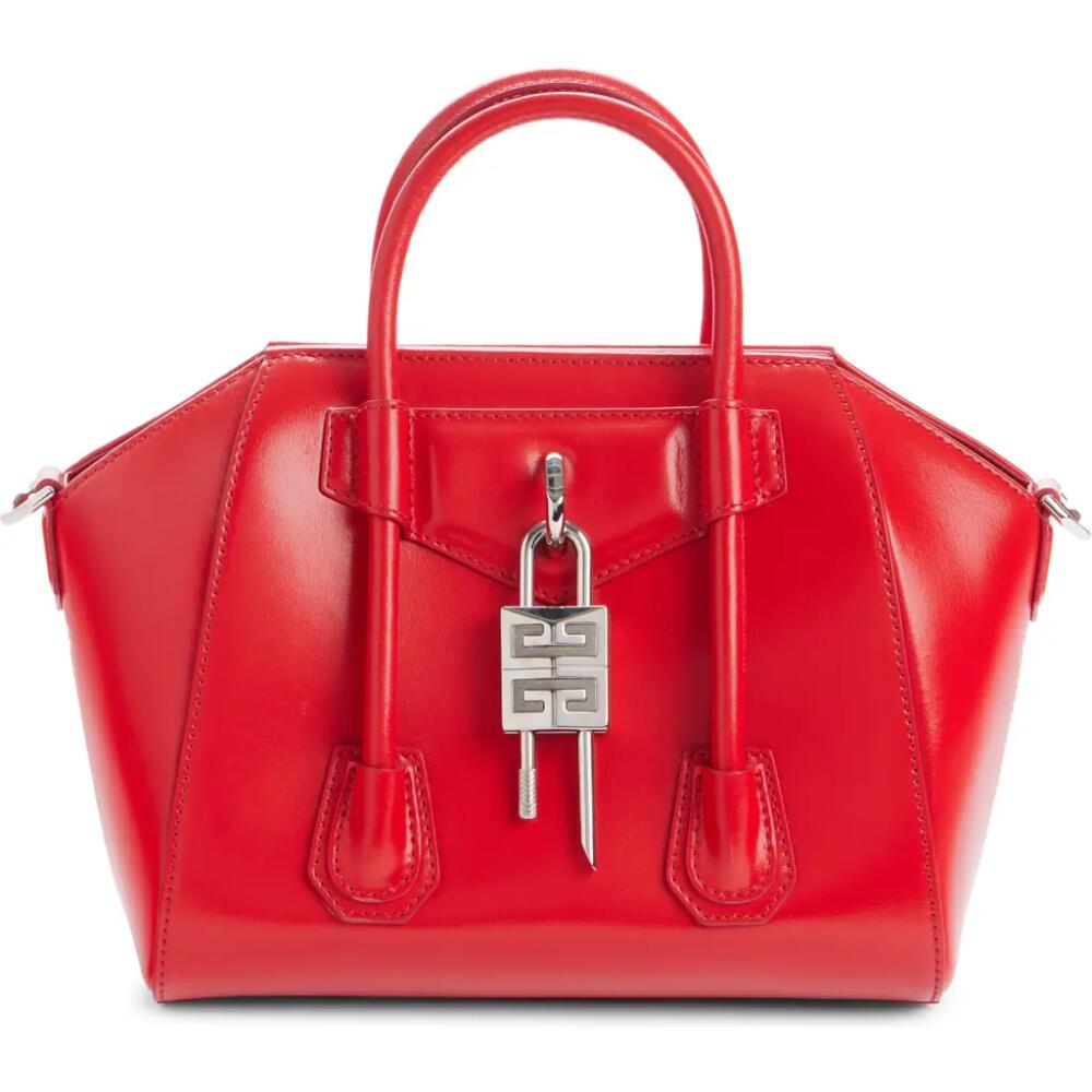 Givenchy Mini Antigona Lock Leather Satchel in Red Cover