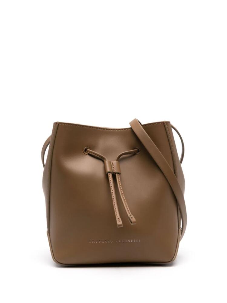 Brunello Cucinelli Monili-chain leather bucket bag - Brown Cover