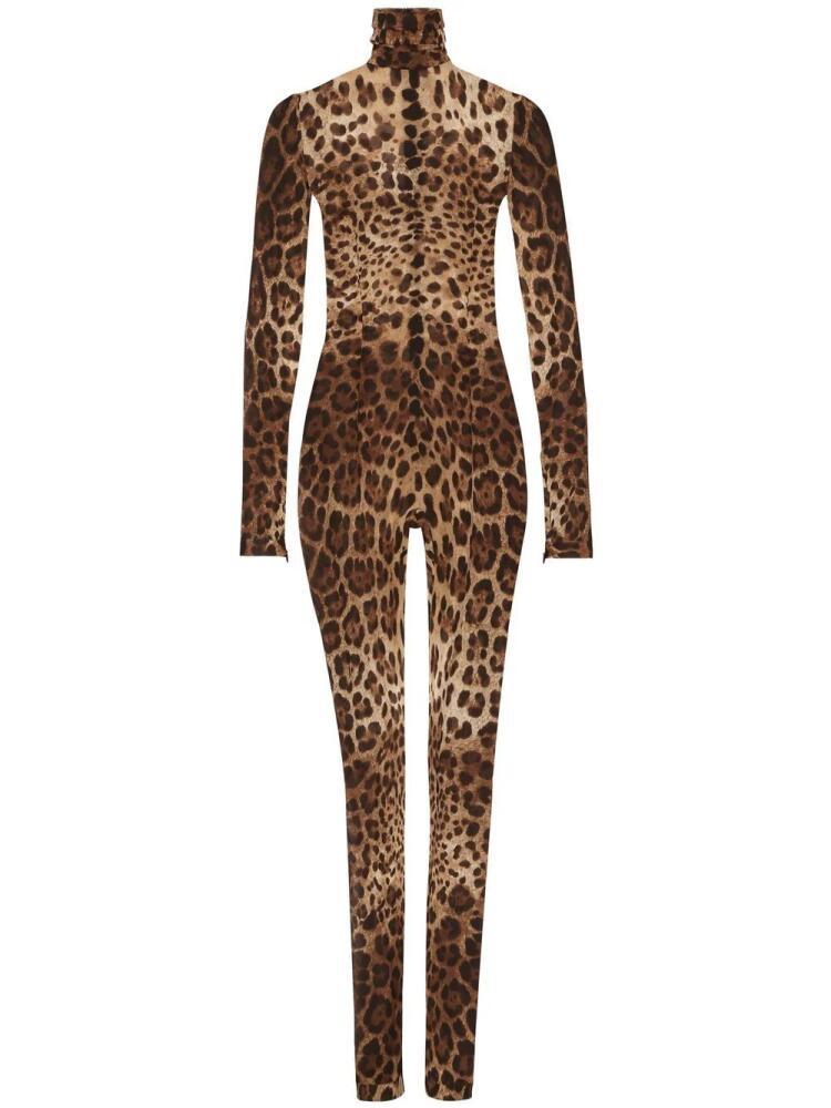 Dolce & Gabbana KIM DOLCE&GABBANA leopard-print sheer jumpsuit - Brown Cover