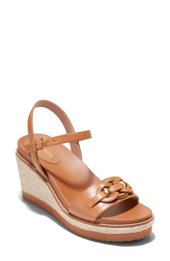 Cole Haan Cloudfeel Espadrille Wedge Sandal in Pecan Leather Cover