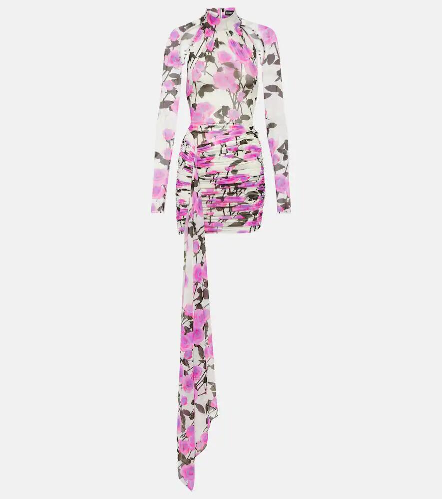 David Koma Floral ruched minidress Cover