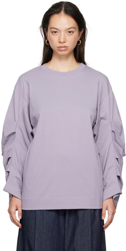 Dries Van Noten Purple Pleated Sleeves T-Shirt Cover