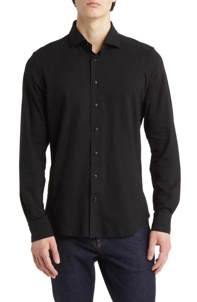 Emanuel Berg Modern Flex Cotton Blend Button-Up Shirt in Black Cover