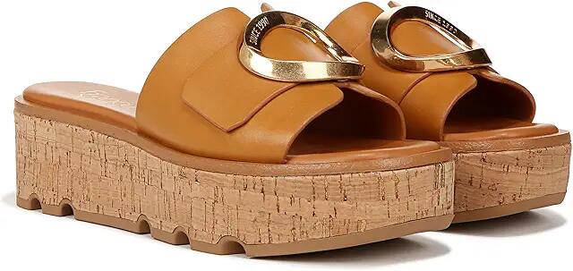 Franco Sarto Hoda Cork Platform Slide Sandals (Tan Brown Leather) Women's Sandals Cover