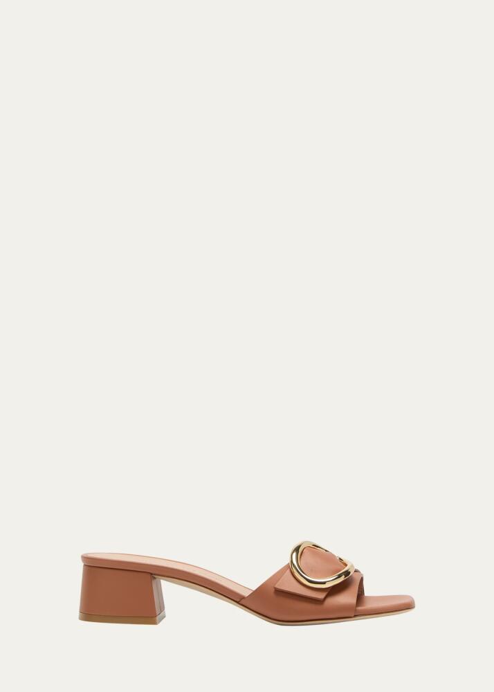 Stuart Weitzman Benni Calfskin Buckle Mule Sandals Cover